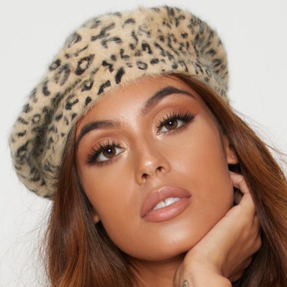 NWT PrettyLittleThing Leopard Beret